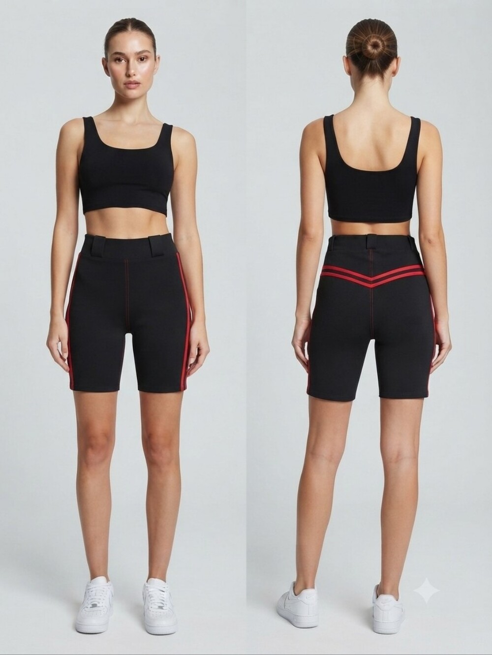 I.AM.GIA Black Red Stripe High Rise Biker Shorts Small